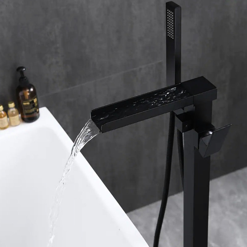Robinet de baignoire noir mat avec douche à main - construction, résistance à la rouille et à la corrosion, poignée à levier, débit de 6 gallons par minute, résistance
