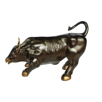 Statue en bronze de taureau Nifao Wall Street - Moulage à la cire perdue fabriqué à la main - Taureau chargeant puissant, symbole de force, de richesse et de succès sur le marché - Décoration de bureau, d'entreprise et de maison - 32 po x 16 po x 21 po