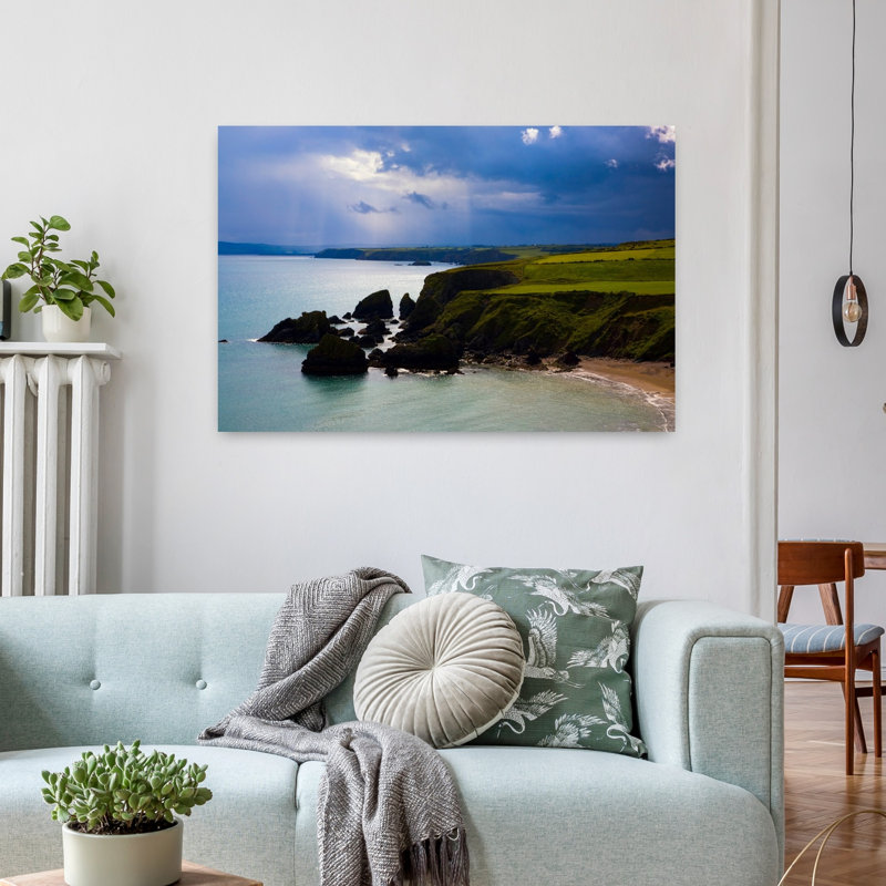 Plage de Ballydowane, comté de Copper Coast, Waterford, Irlande, paisible, plage contemporaine, art marin, H 24 po x l 36 po