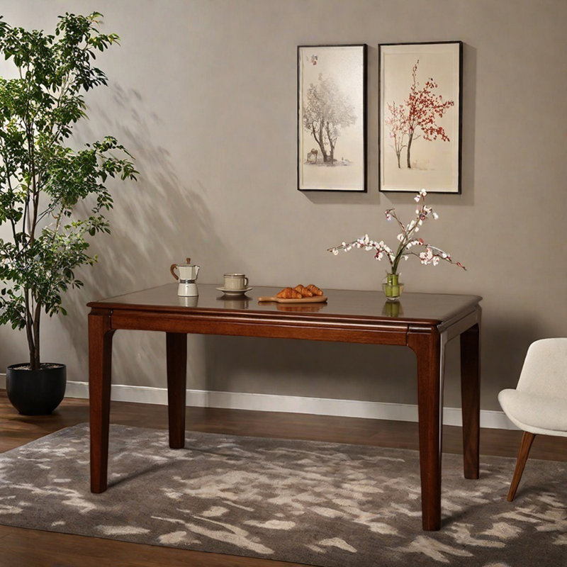 Dark Brown Thick Walnut Solid Wood Dining Table