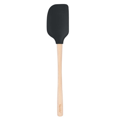 Tovolo Flex-Core Silicone Spatula with Natural Wood Handle for Cooking and Baking, Black