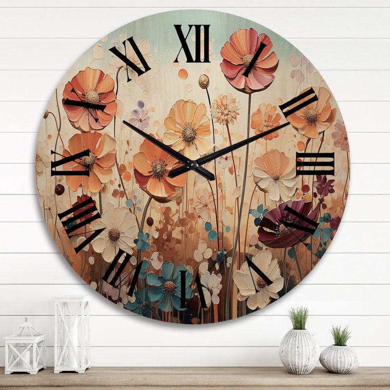 Horloge murale surdimensionnée en bois Desert Euphoria Pointillism, Très grand