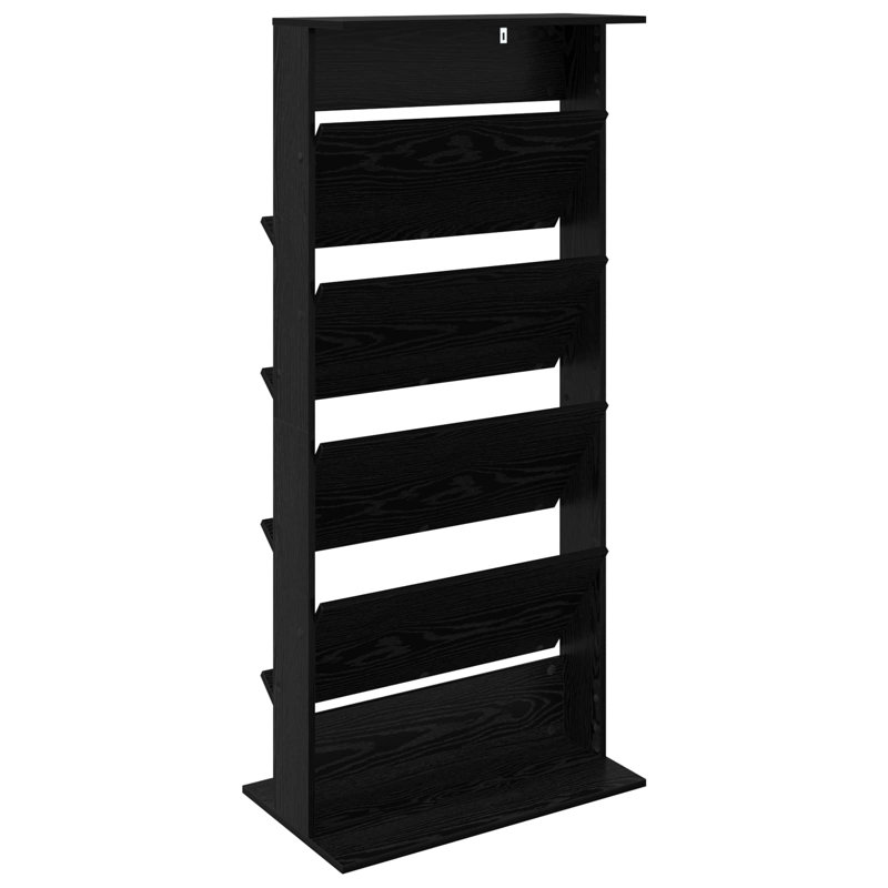 Wood Free Standing Magazine Rack, Black Oak