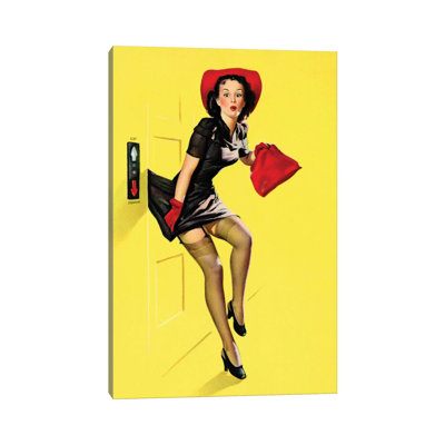 " Going Up Retro Pin-up Girl With Dress Caught In Elevator By Gil Elvgren " by Piddix