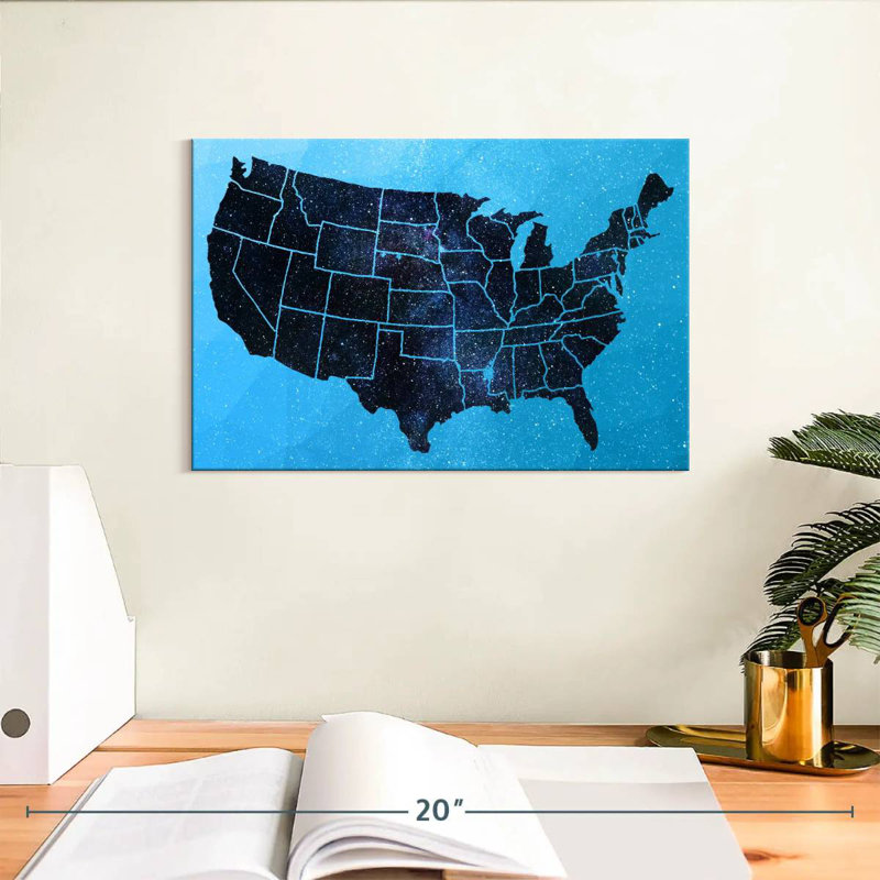 Carte des États-Unis d'Aliaz, H 8 po x l 12 po