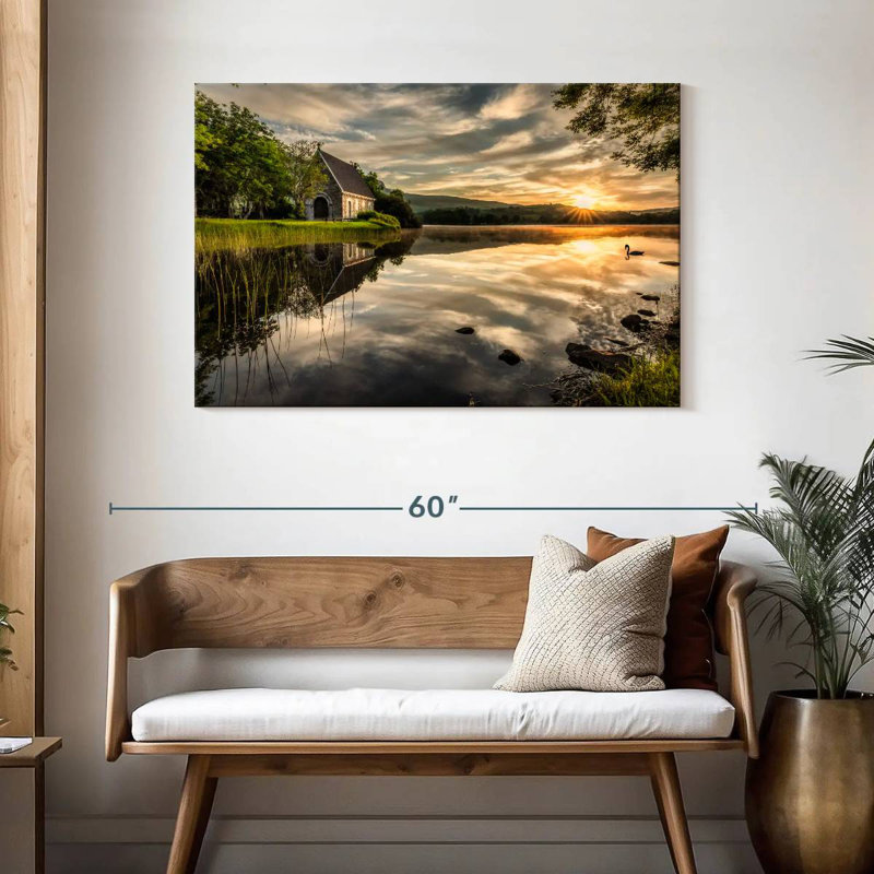 Adella Gougane Barra Lake Church Sunrise, H 30 po x l 45 po