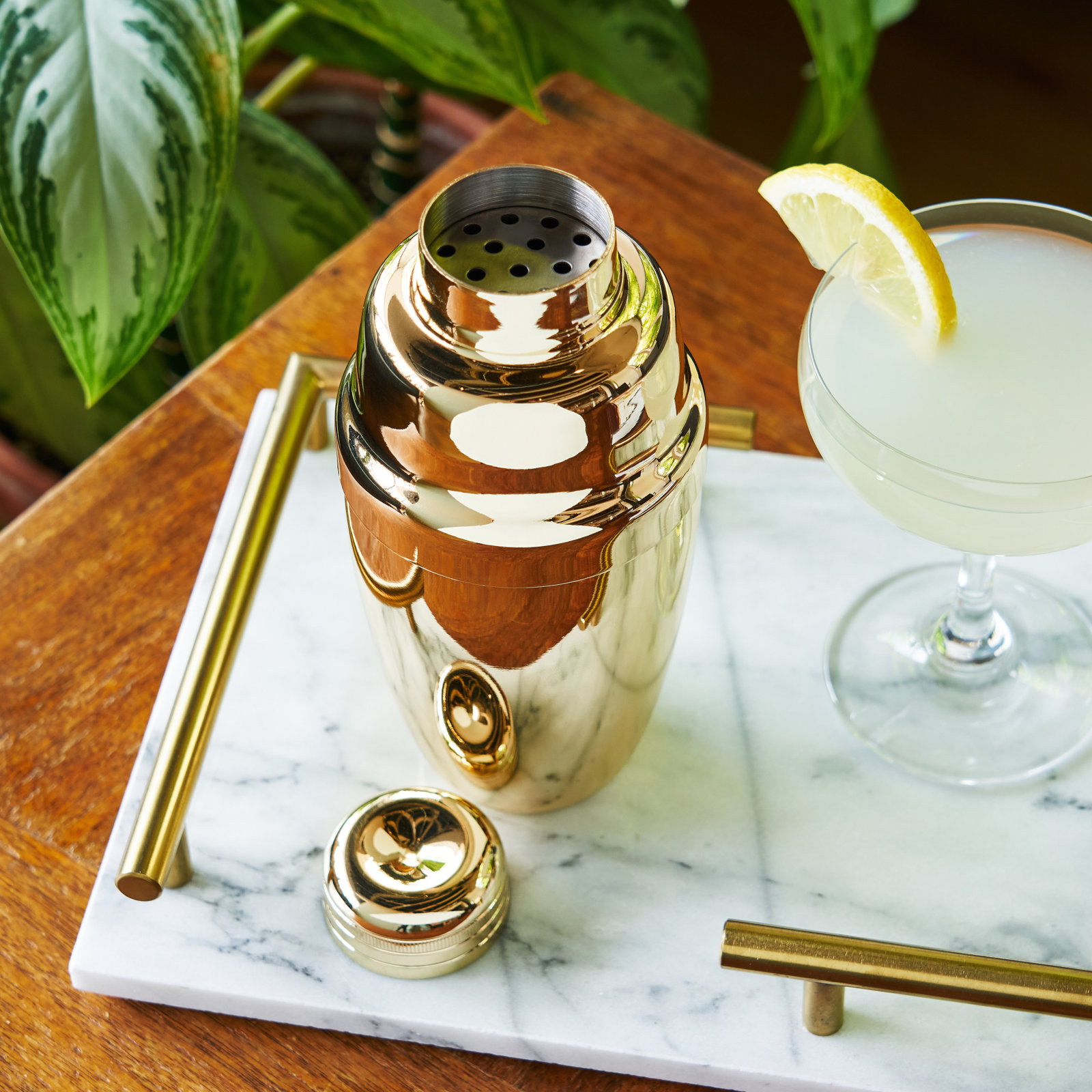 Belmont Stainless Steel Cocktail Shaker, Gold Plated