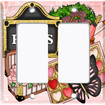 Patterned 2 - Gang Toggle Light Switch Standard Wall Plate