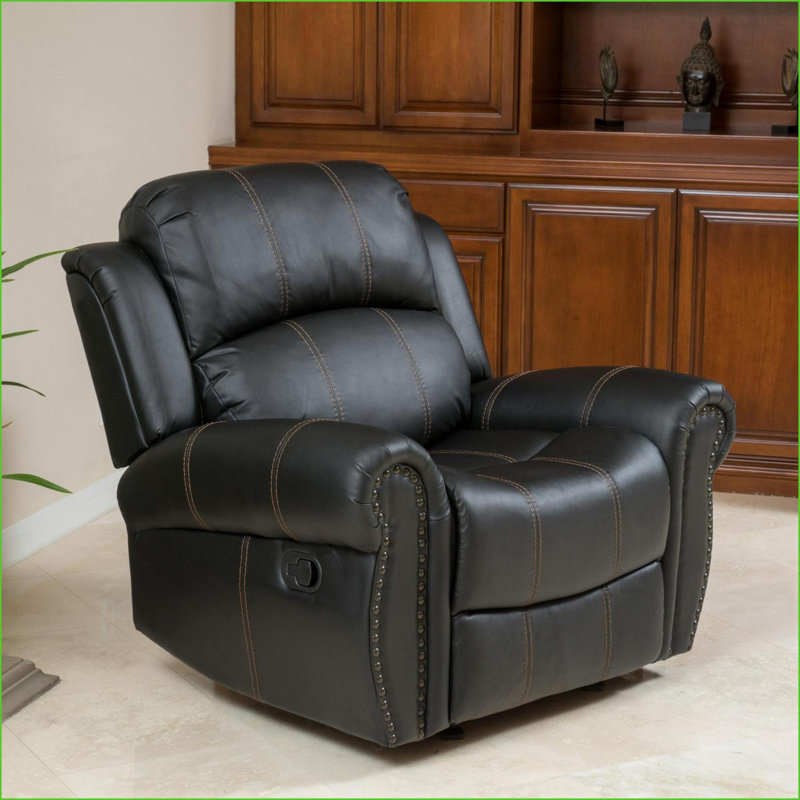 Fauteuils inclinables avec glissade Inclinaison manuelle, bois d'ingénierie contemporain | Noir | Polyuréthane