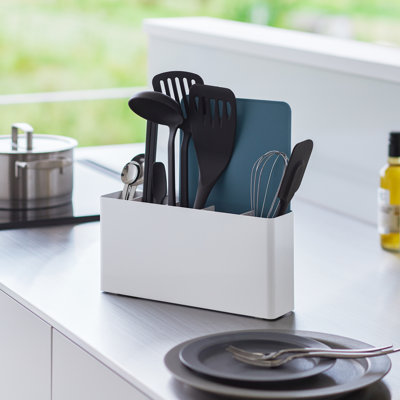 Yamazaki Home Utensil And Thin Cutting Board Holder, Steel, Utensil Holder