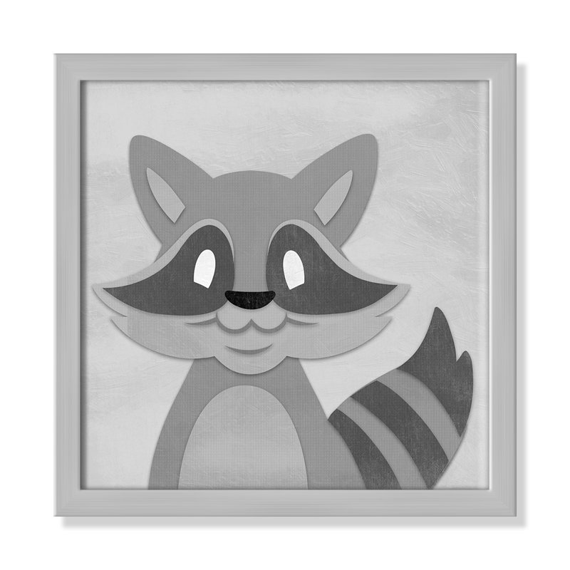 Impression sur papier Cheery Racoon, H 12 po x l 12 po x P 1,18 po, Encadré de boîte argent
