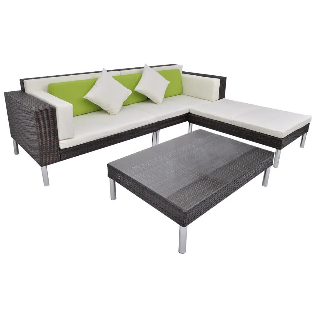 4-Sitzer Lounge-Set Ivalou aus Polyrattan mit Polster