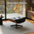 Leather Lounge Chair with Ottoman, Solid Wood Frame and Heavy-Duty Aluminum Alloy Base-1702219451