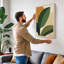 Leaves and Sun Mid-Century - Wrapped Canvas-368603509-368603513
