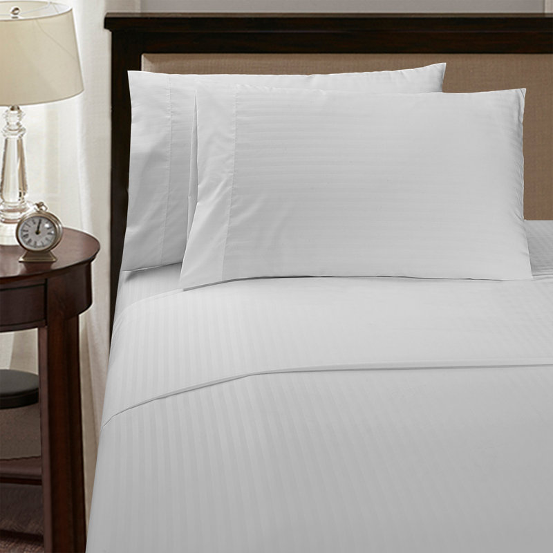 Embossed Stripe Flat Sheet Case Pack, White, Full Flat Sheet