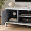 Meuble télé en miroir pour téléviseur de 65 pouces et plus, console de télévision avec rangement ouvert et 2 armoires de rangement, portes miroir en forme de diamant pour le salon (l 59 po x H 25,2 po x P 15,7 po)