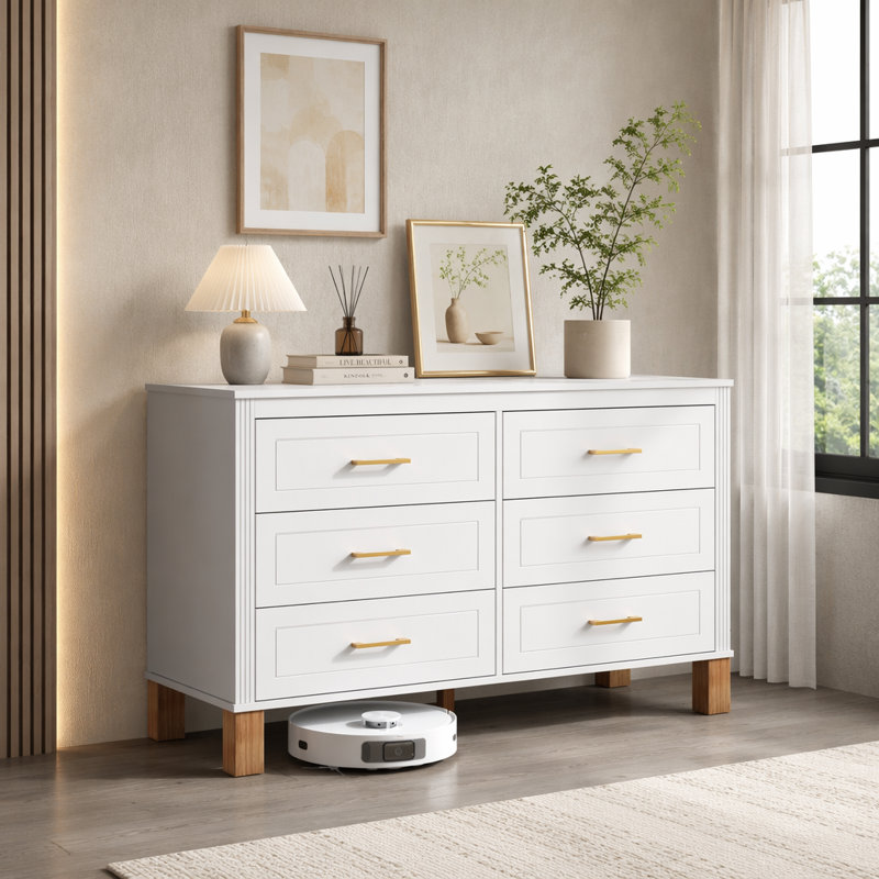 Commode double 6 tiroirs, Blanc