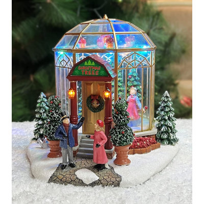 Décoration d'arbre de Noël H 7,5 po - lumières DEL, 8 chansons de Noël, pile - résine peinte à la main