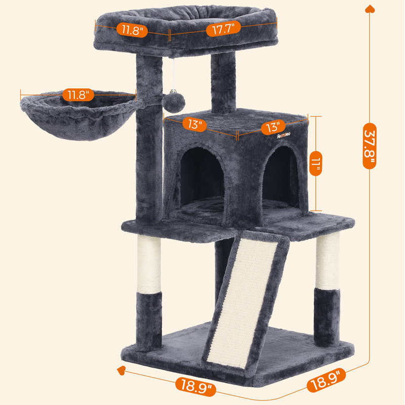 Arbre à chat 37,8 po Camden, Gris fumé