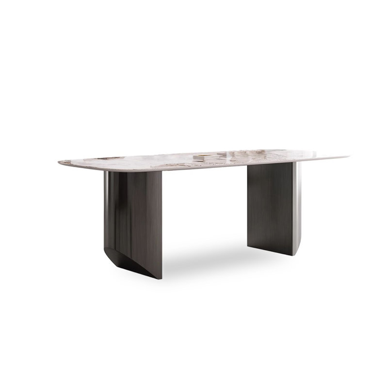 Table de salle à manger de style italien simple et moderne en pierre frittée rectangulaire