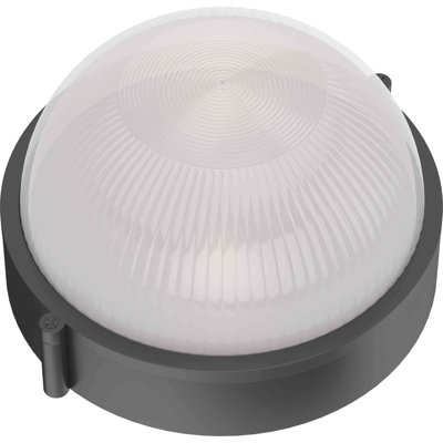 1-Light Outdoor Black Round Bulkhead Wall or Ceiling Surface Mount