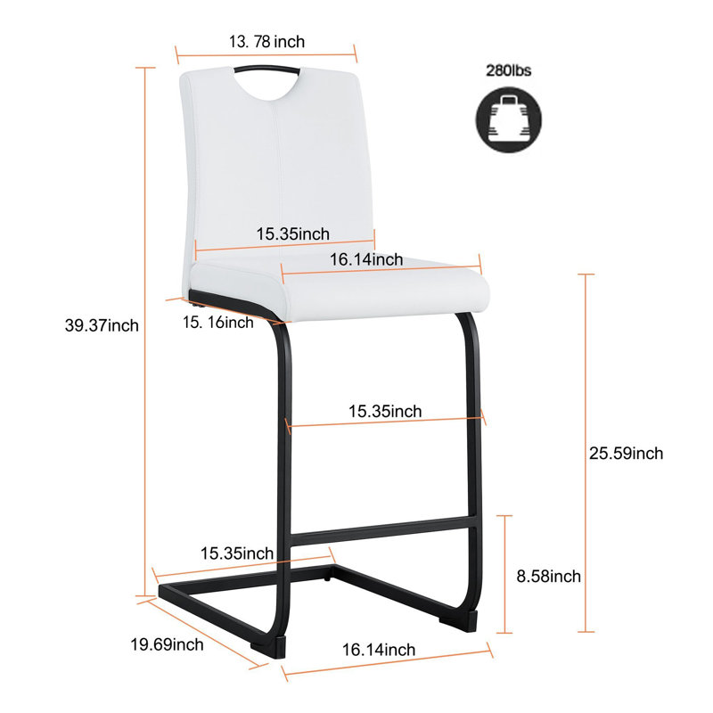 Tabouret de comptoir 25,59 po Isolino, Blanc