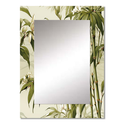 Alenson Bamboo Elegance Tropical Pattern - tropical  Large Mirror, Botanical, Floral Unique Wall Mirror Decor, Printed Metal Art