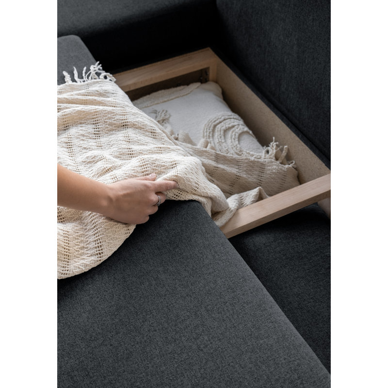 Scandic Lagom 6 Seater Sofa Bed, Left facing, Dark Grey