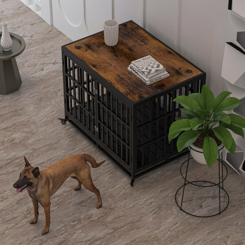 Caisse pour chien robuste - Meuble pour chien de 42 po de taille moyenne - Cage pour chien épaissie en bois