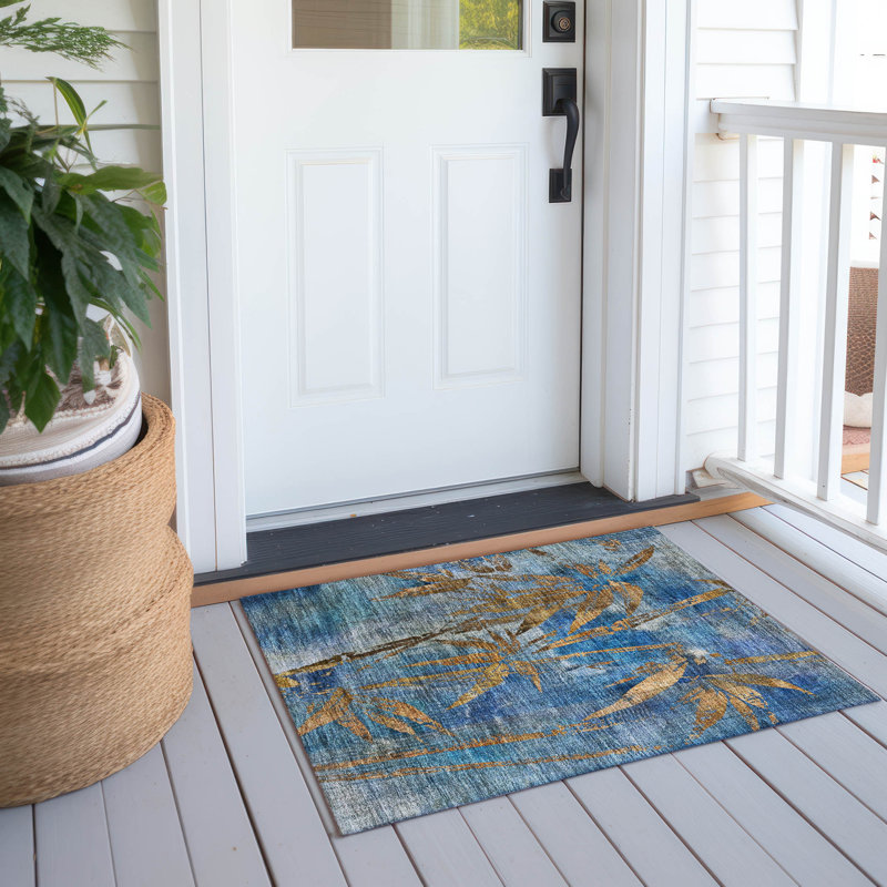 Tapis botanique intérieur / extérieur lavable à la machine Bernadette ACN2222, Rectangle 1 pi 8 po x 2 pi 6 po