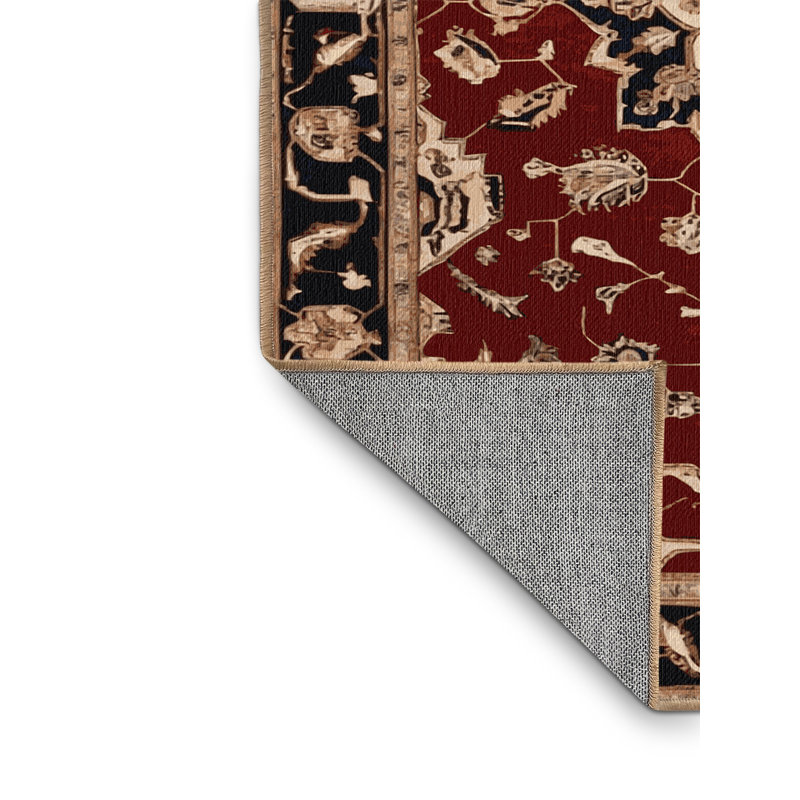 Machine Washable Persian Brown Area Rug, Round 5'