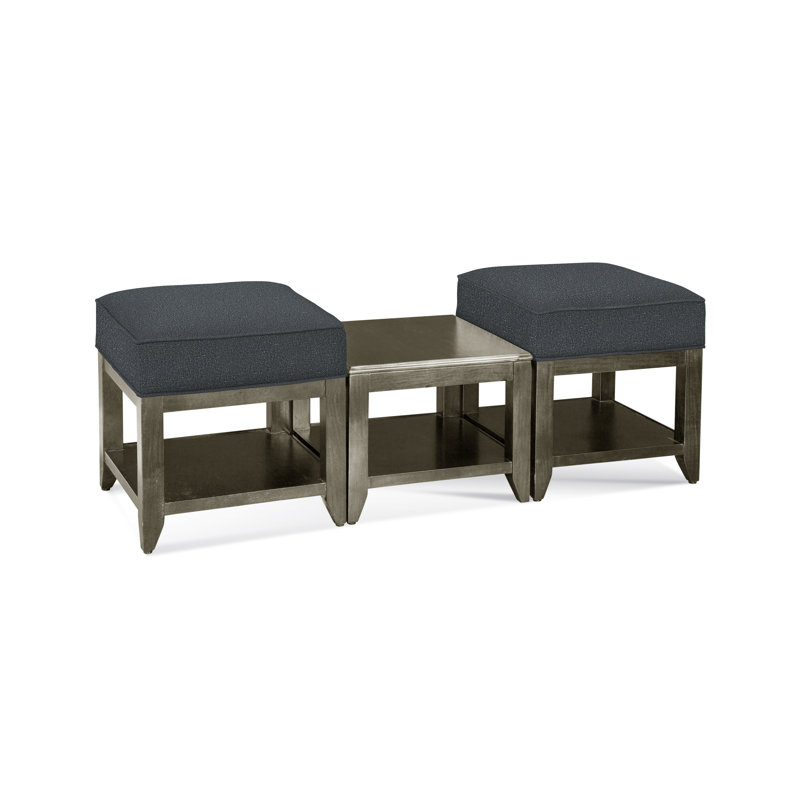 Elements Upholstered Cube Ottoman, Light Blue Performance Fabric; 0851-55, Stone Hearth