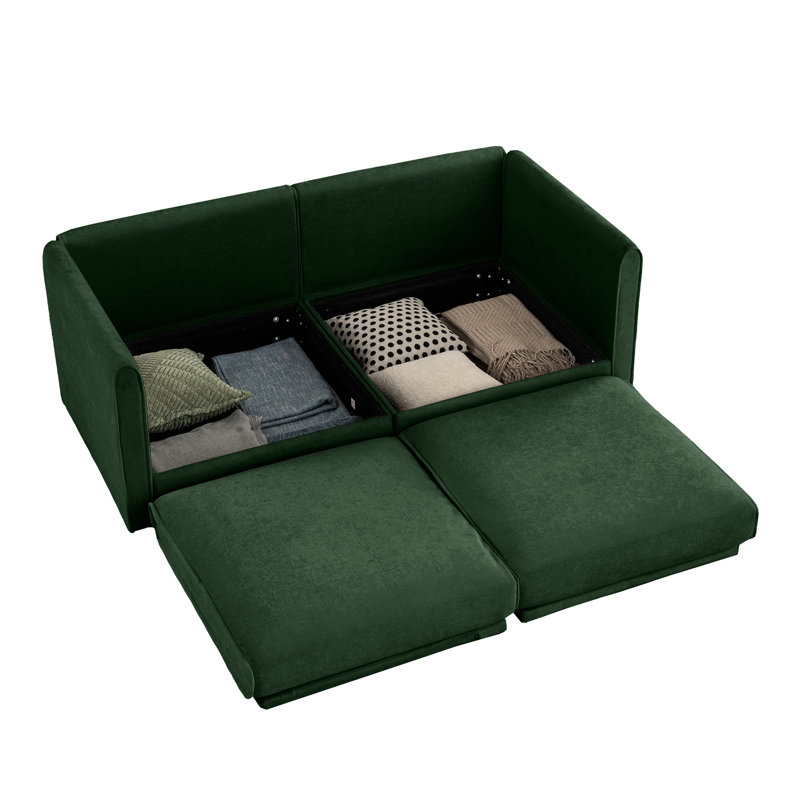 Chenille de salon avec compartiments confortables Abbottstown, H 27,9 po x l 75,5 po x P 37,4 po, 2, Green
