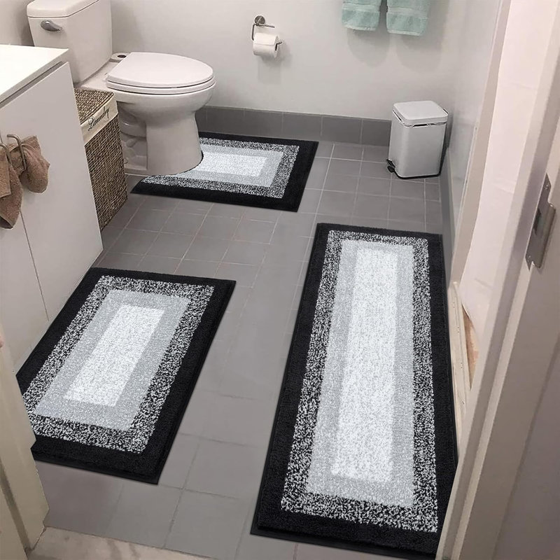 Ensemble de 3 tapis de bain en microfibre antidérapants pour la salle de bain, tapis de bain pelucheux et absorbant