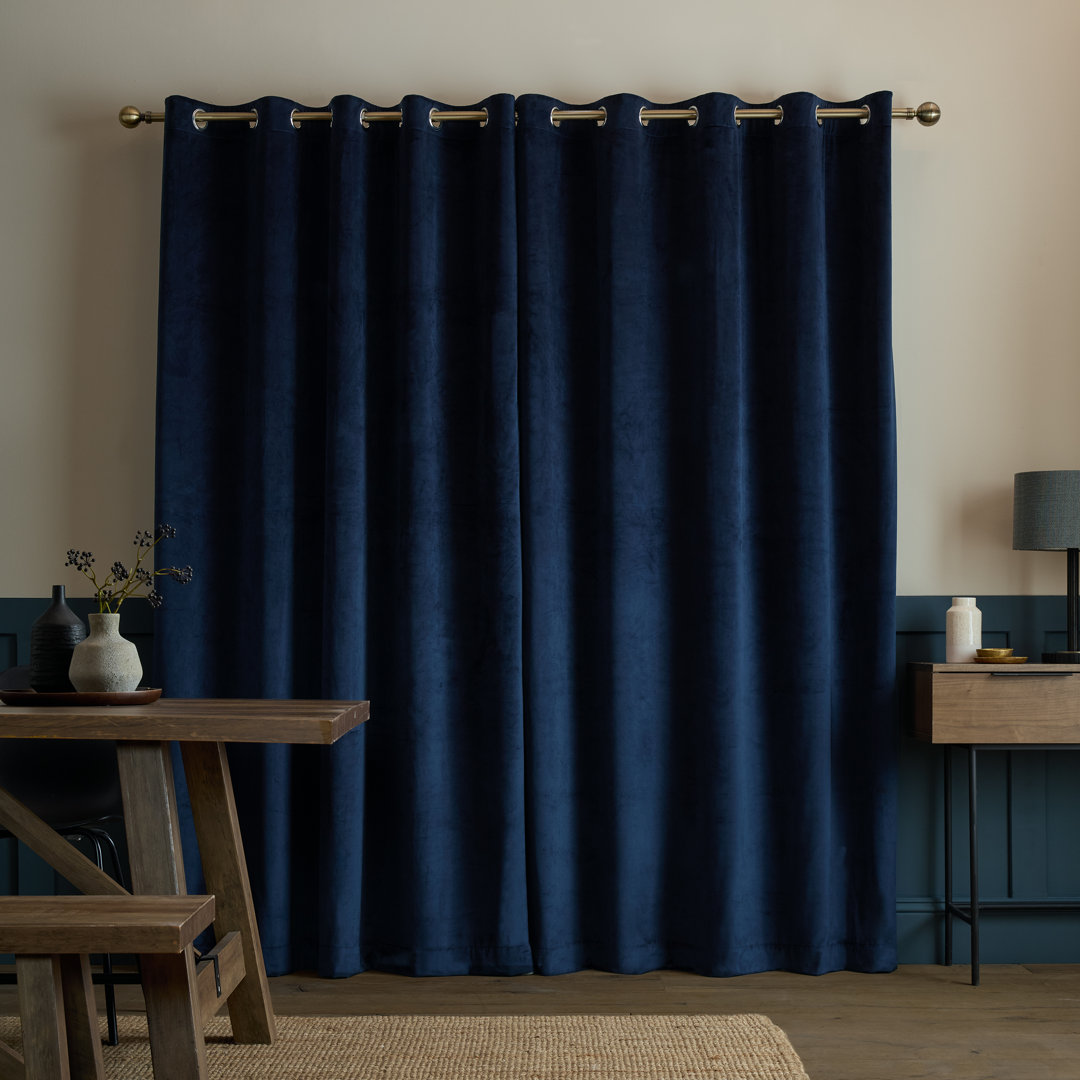 Super Thermal Blackout Matt Velour Eyelet Curtains