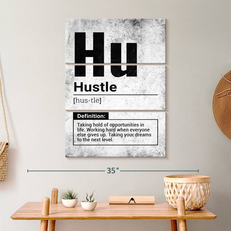 " Hustle Definition Grunge Multi Piece Canvas Print " 3 - Pieces, 32" H x 20" W x 1.25" D