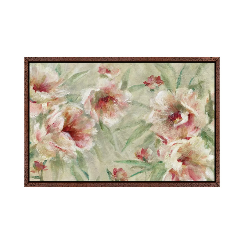 Peony Pleasure by Carol Robinson - Painting on Canvas, Classic Brown Wood Framed, 101.6 cm H x 66.04 cm W