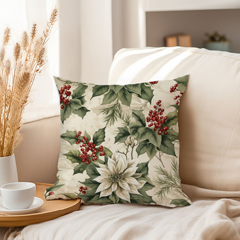 Botanical Christmas Flower Pattern Botanicals Classical, 16" x 16"