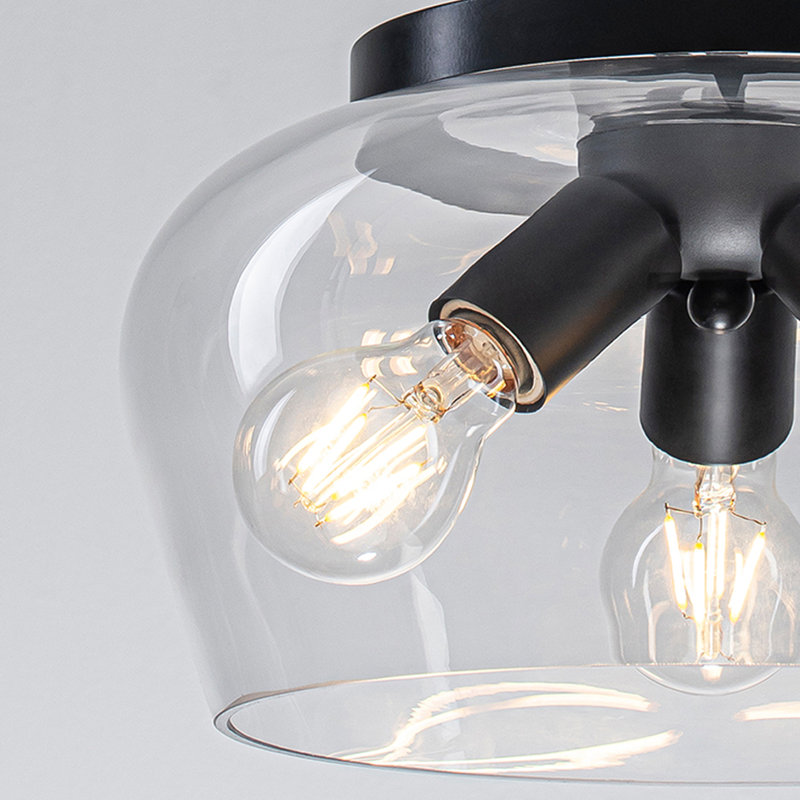 Luminaire suspendu 3 lumières en verre transparent style campagne moderne