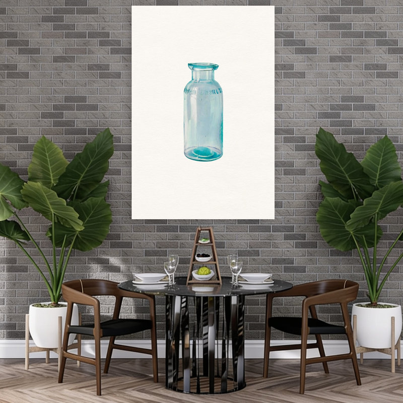 «Aqua Apothecary Bottle», reproduction d'art abstrait rétro, 60" H x 40" W