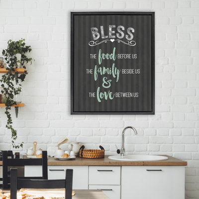 Cadre flottant Bless The Food Family & Love, design par Lettré et doublé