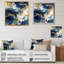 Bleu foncé et or abstrait X - Collages abstraits, impressions sur toile-808429013-808429018