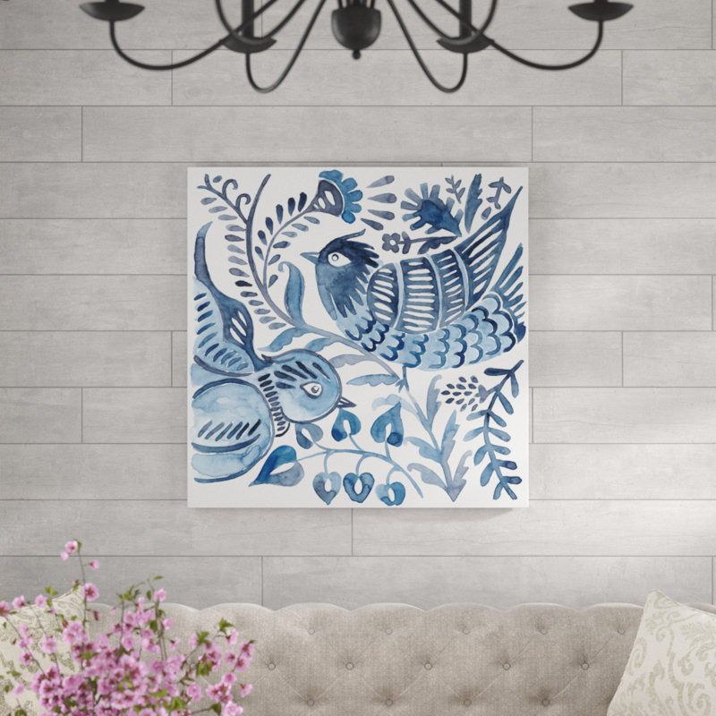 «Indigo Ornament III», peinture sur toile tendue, H 30 po x l 30 po x P 1 po, Papier