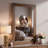 Roma Dresser Mirror, 39 Inch Rectangular Frame, Walnut Brown Solid Wood