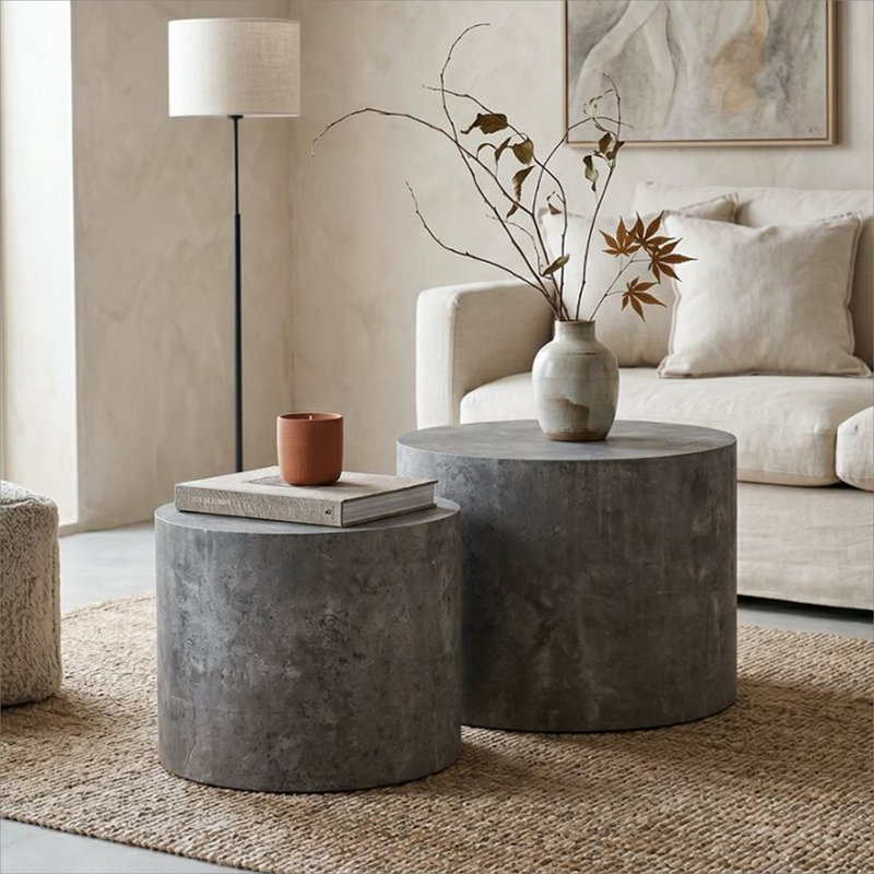 Ensemble de tables de bout Block, Marron clair, H 15 po x l 18,89 po x P 18,89 po