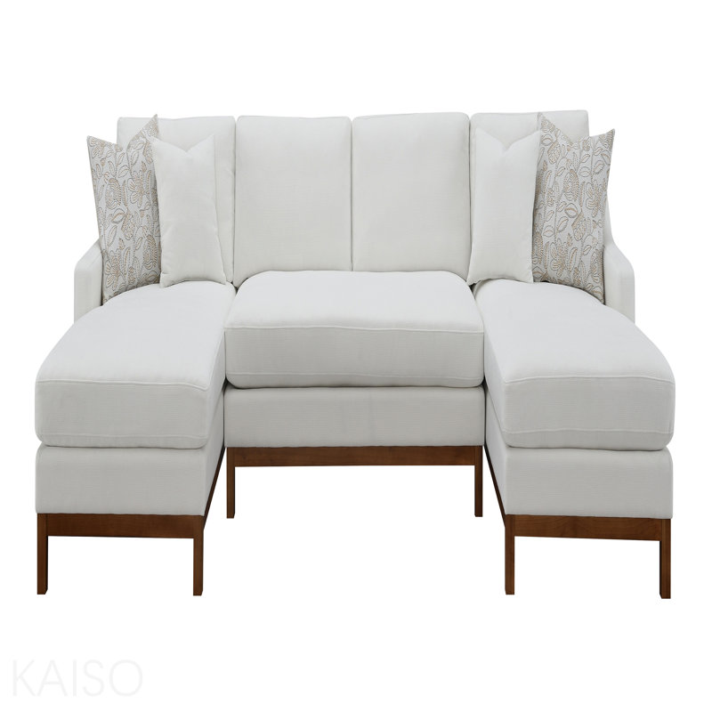 Ivory Chenille Sectional Sofa W/4 Pillows