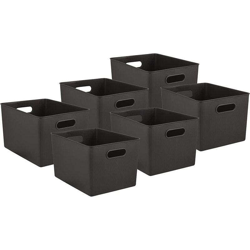 Panier en plastique nervuré, 6, Brun