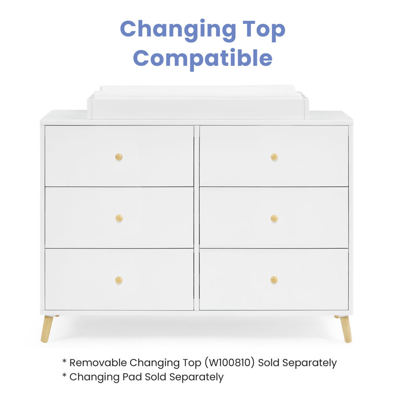 Bianca White and Natural 6-Drawer Nursery Dresser