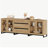 3 In 1 Modern Sideboard With Glass Doors And 3 Drawers,Storage Cabinet With Adjustable Shelves, Coffee Bar Cabinet For Living Room, Kitchen-921193781