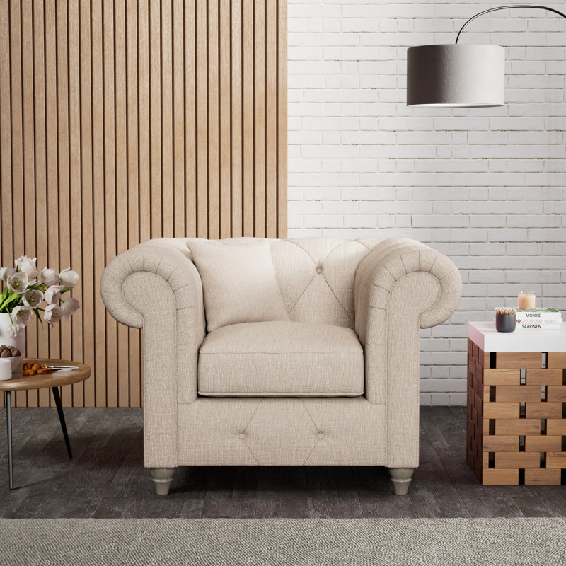 Ellrich Upholstered Armchair, Oyster, Washed Oak